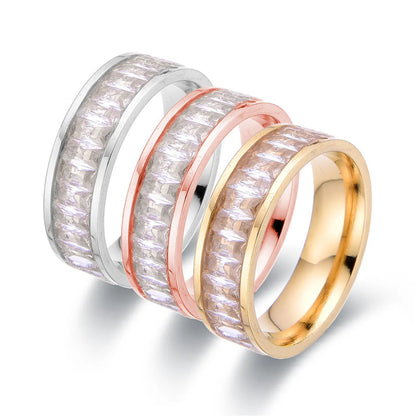 Wholesale Jewelry Elegant Simple Style Streetwear Solid Color Stainless Steel Zircon Plating Inlay Rings