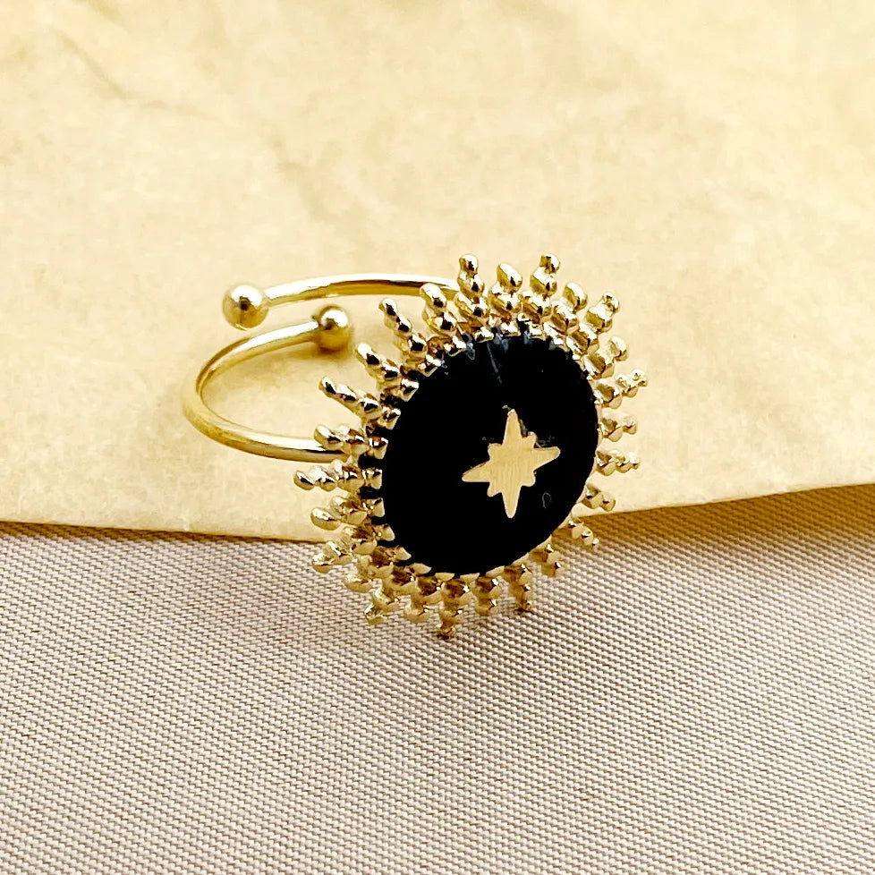 Elegant Simple Style Sun Star 14K Gold Plated 304 Stainless Steel Wholesale Open Ring