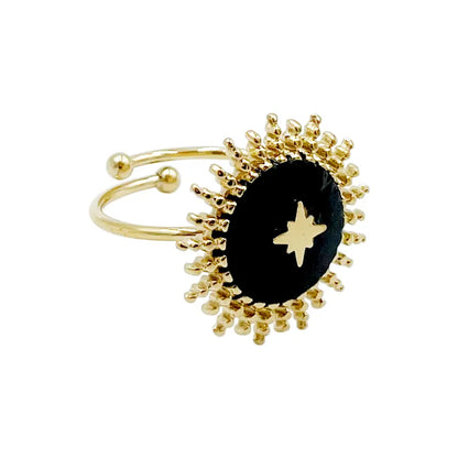 Elegant Simple Style Sun Star 14K Gold Plated 304 Stainless Steel Wholesale Open Ring