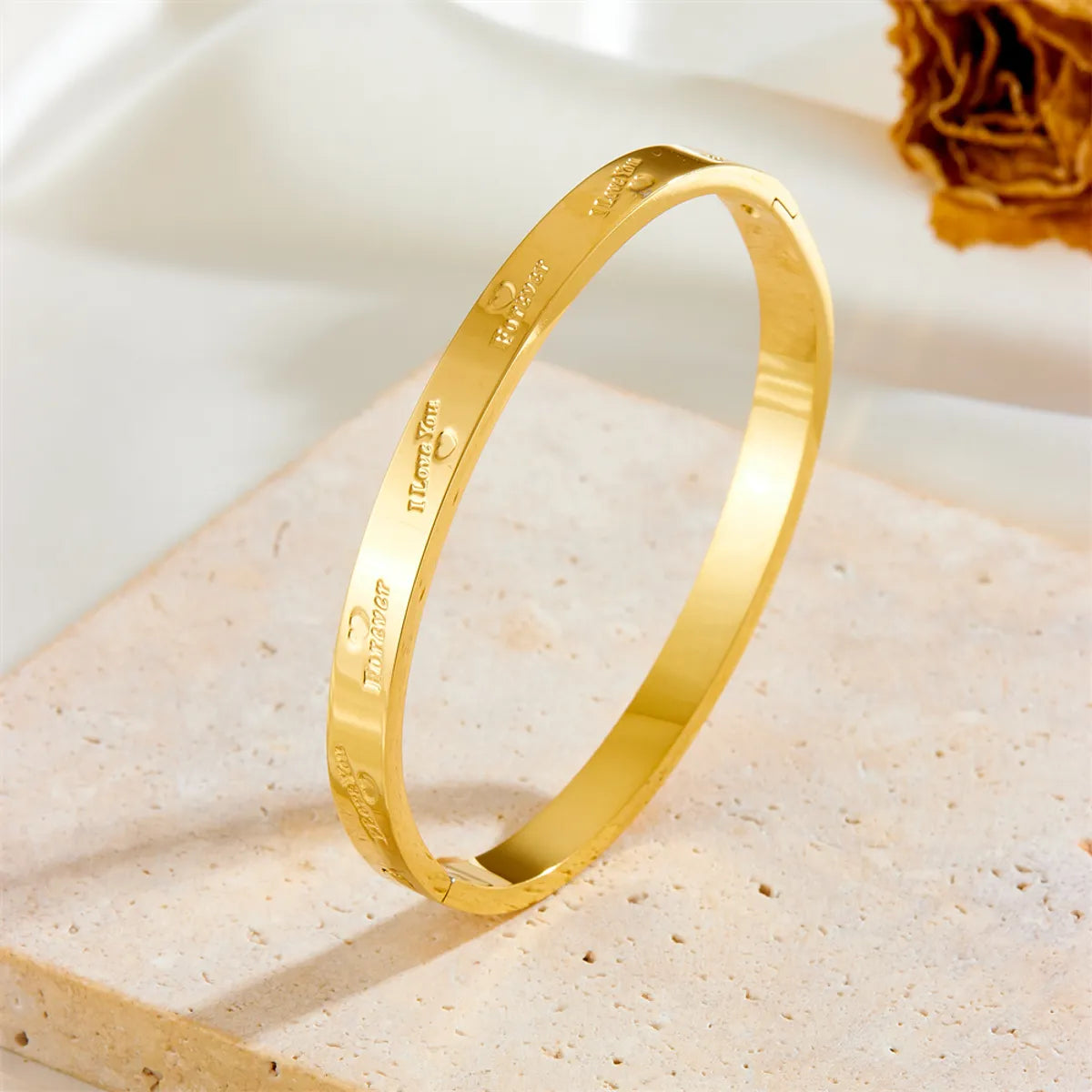 Elegant Simple Style Tree Heart Shape Butterfly Stainless Steel 18K Gold Plated Acrylic Bangle In Bulk