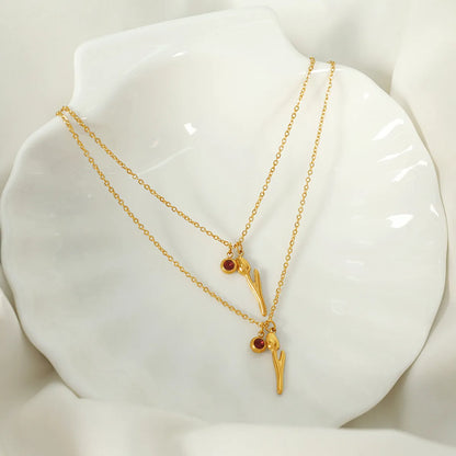 Elegant Simple Style Tulip Titanium Steel Plating Inlay Rhinestones 18k Gold Plated Necklace