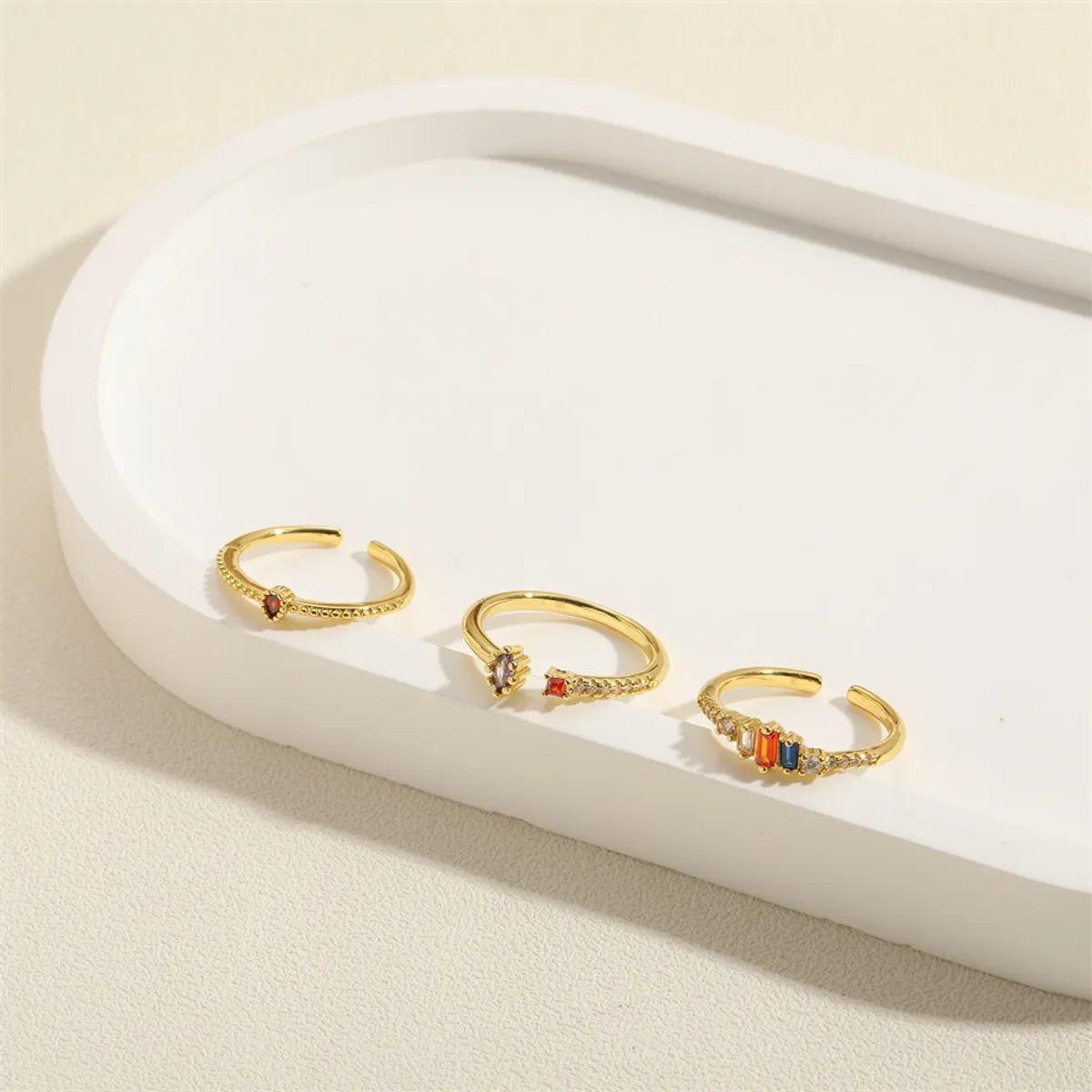 Elegant Simple Style Water Droplets Horse Eye Copper Plating Inlay Zircon 14k Gold Plated Open Rings