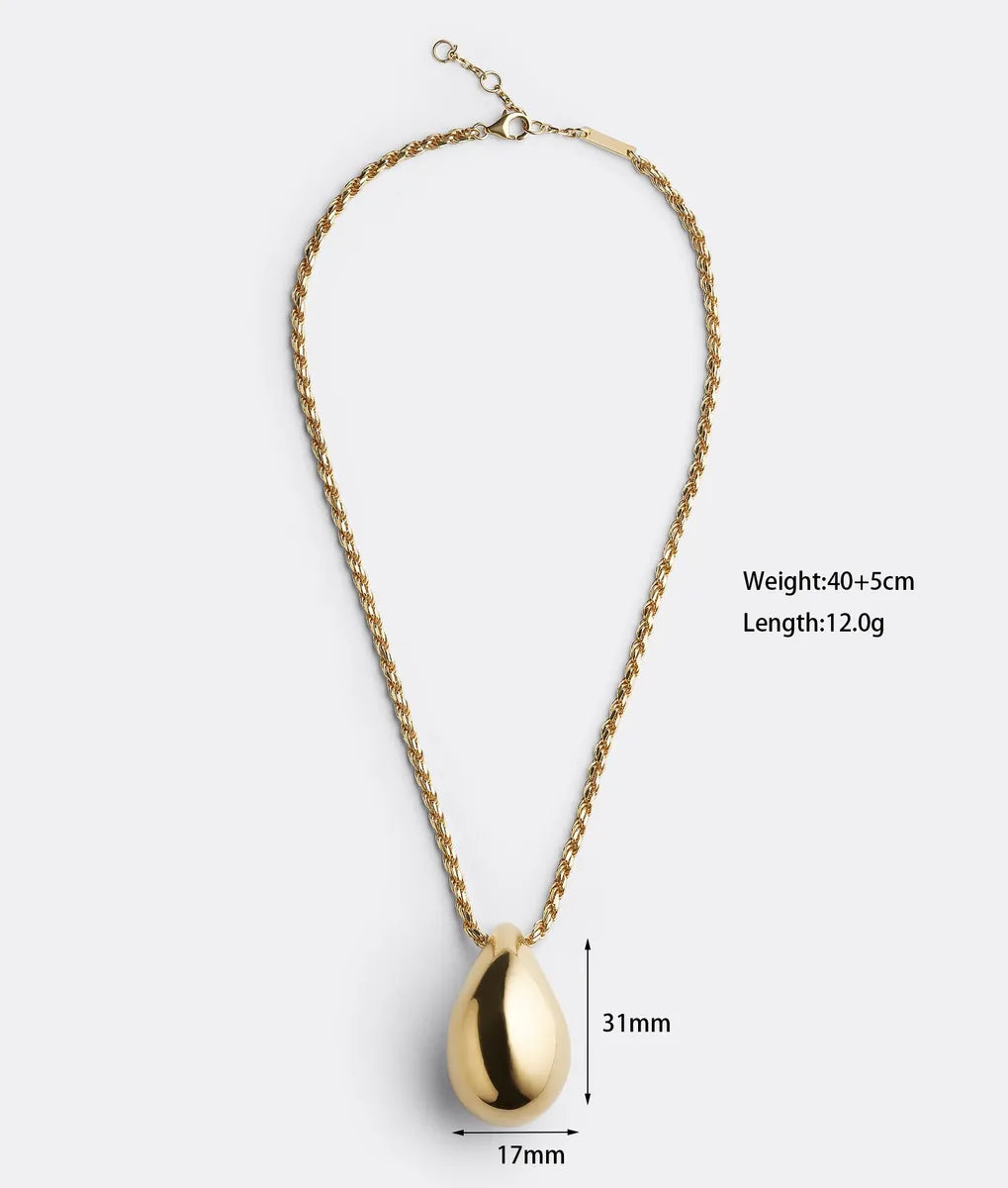 Elegant Simple Style Water Droplets Stainless Steel Plating 18k Gold Plated Pendant Necklace