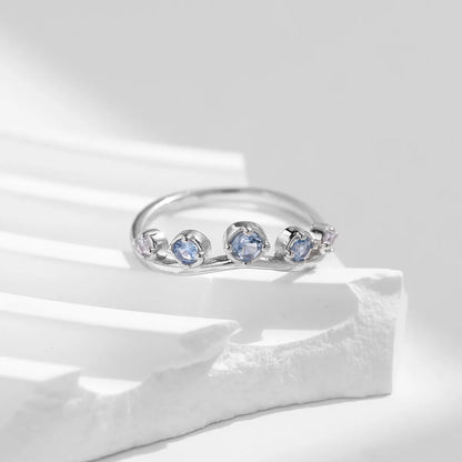 Elegant Simple Style Waves Crown Sterling Silver Plating Inlay Zircon Rhodium Plated Rings