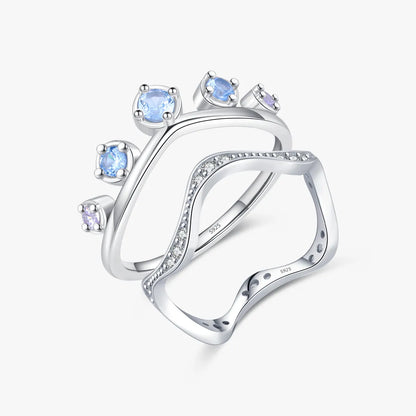 Elegant Simple Style Waves Crown Sterling Silver Plating Inlay Zircon Rhodium Plated Rings