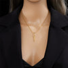 Elegant Simple Triangle Long Leaf Pendant Titanium Steel Jewelry Necklace With Geometric Pattern And Electroplating