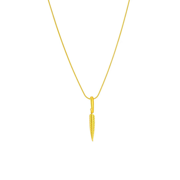 Elegant Simple Triangle Long Leaf Pendant Titanium Steel Jewelry Necklace With Geometric Pattern And Electroplating