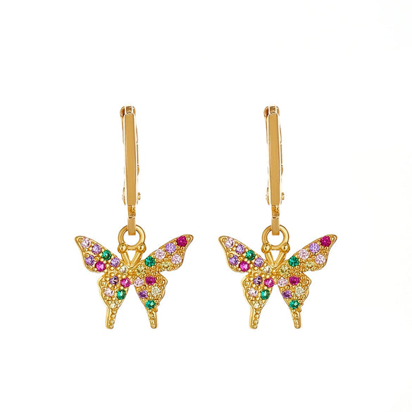 Elegant Small Butterfly Earrings For Women Copper Electroplated Animal Pattern