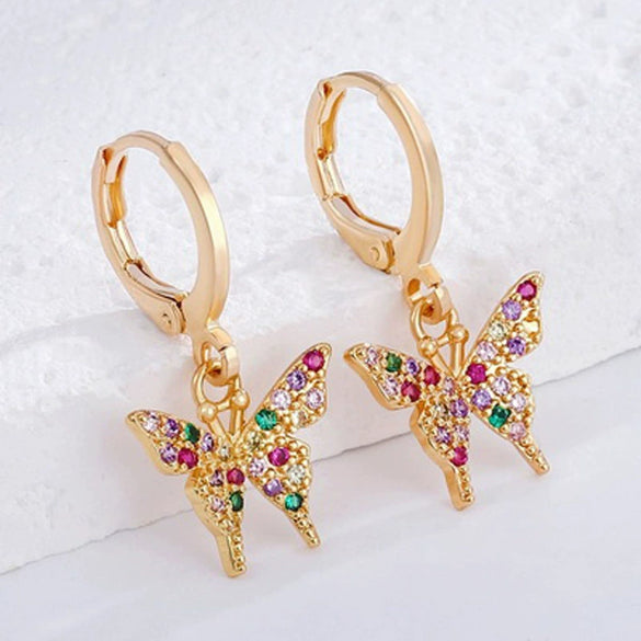 Elegant Small Butterfly Earrings For Women Copper Electroplated Animal Pattern