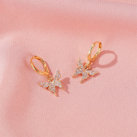 Elegant Small Butterfly Earrings For Women Copper Electroplated Animal Pattern