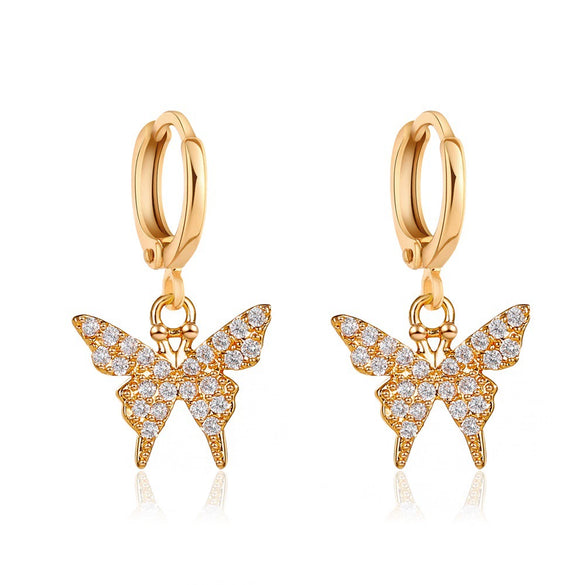 Elegant Small Butterfly Earrings For Women Copper Electroplated Animal Pattern