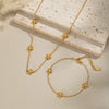 Elegant Small Flower Necklace Bracelet Set In Stainless Steel With Electroplating For Women