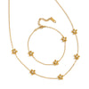 Elegant Small Flower Necklace Bracelet Set In Stainless Steel With Electroplating For Women
