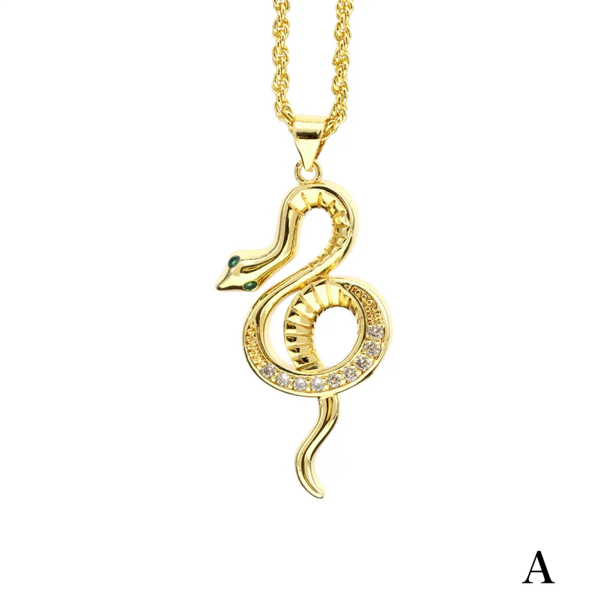 Elegant Snake Copper Plating Zircon Pendant Necklace