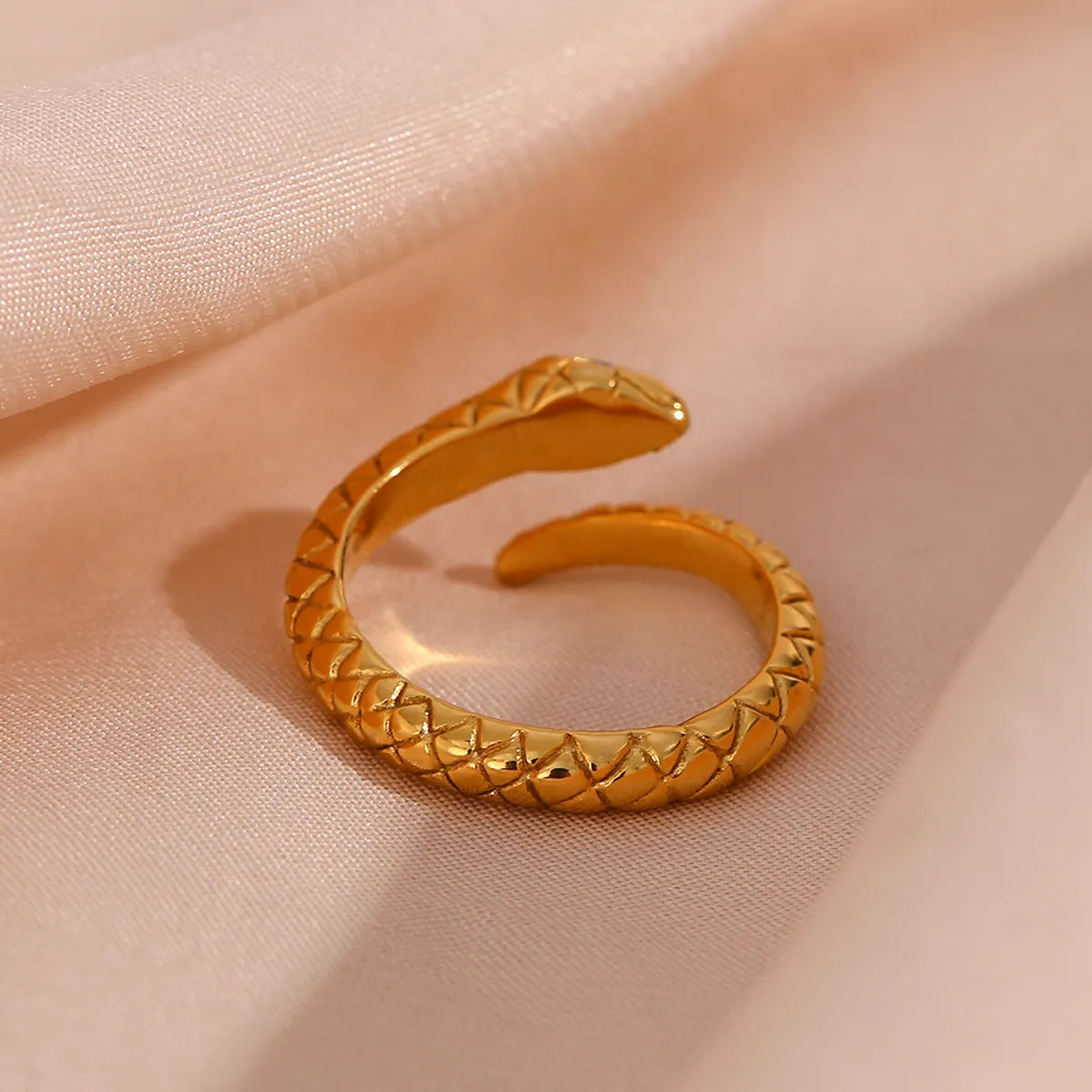 Elegant Snake Stainless Steel Plating Rhinestones Open Ring