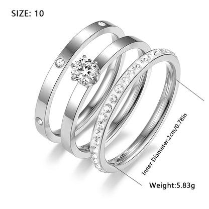 Wholesale Jewelry Elegant Solid Color 304 Stainless Steel Zircon Gold Plated Inlay Rings