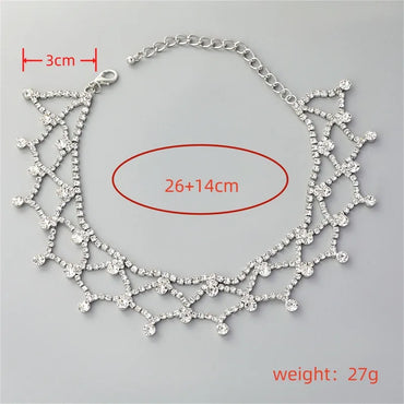 Elegant Solid Color Alloy Plating Inlay Rhinestones Silver Plated Women'S Choker