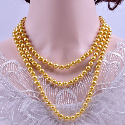 Elegant Solid Color Artificial Pearl Beaded Layered Necklaces 1 Piece