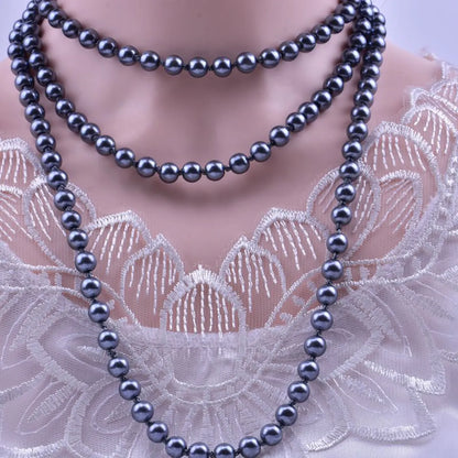 Elegant Solid Color Artificial Pearl Beaded Layered Necklaces 1 Piece