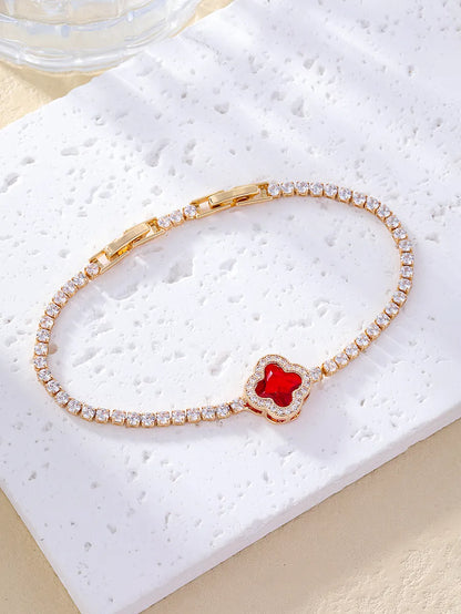 Elegant Solid Color Copper Plating Inlay Zircon White Gold Plated Gold Plated Bracelets