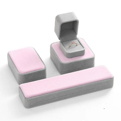 Elegant Solid Color Flannel Jewelry Boxes