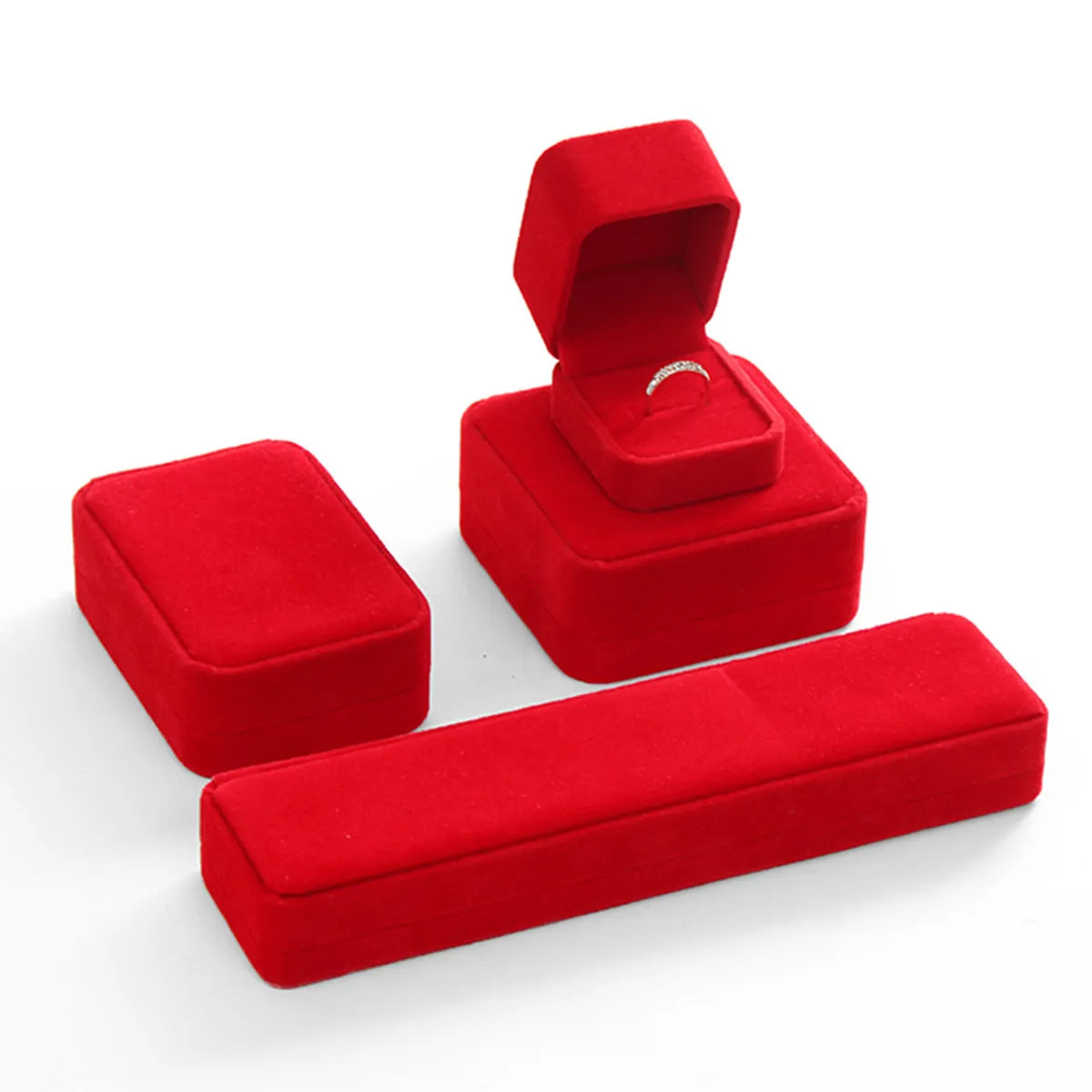 Elegant Solid Color Flannel Jewelry Boxes