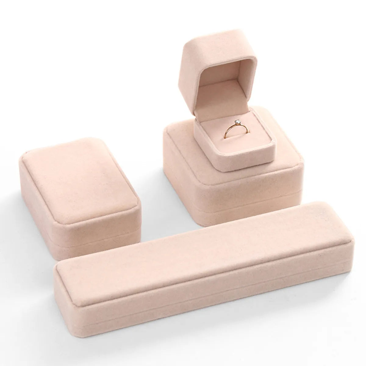 Elegant Solid Color Flannel Jewelry Boxes