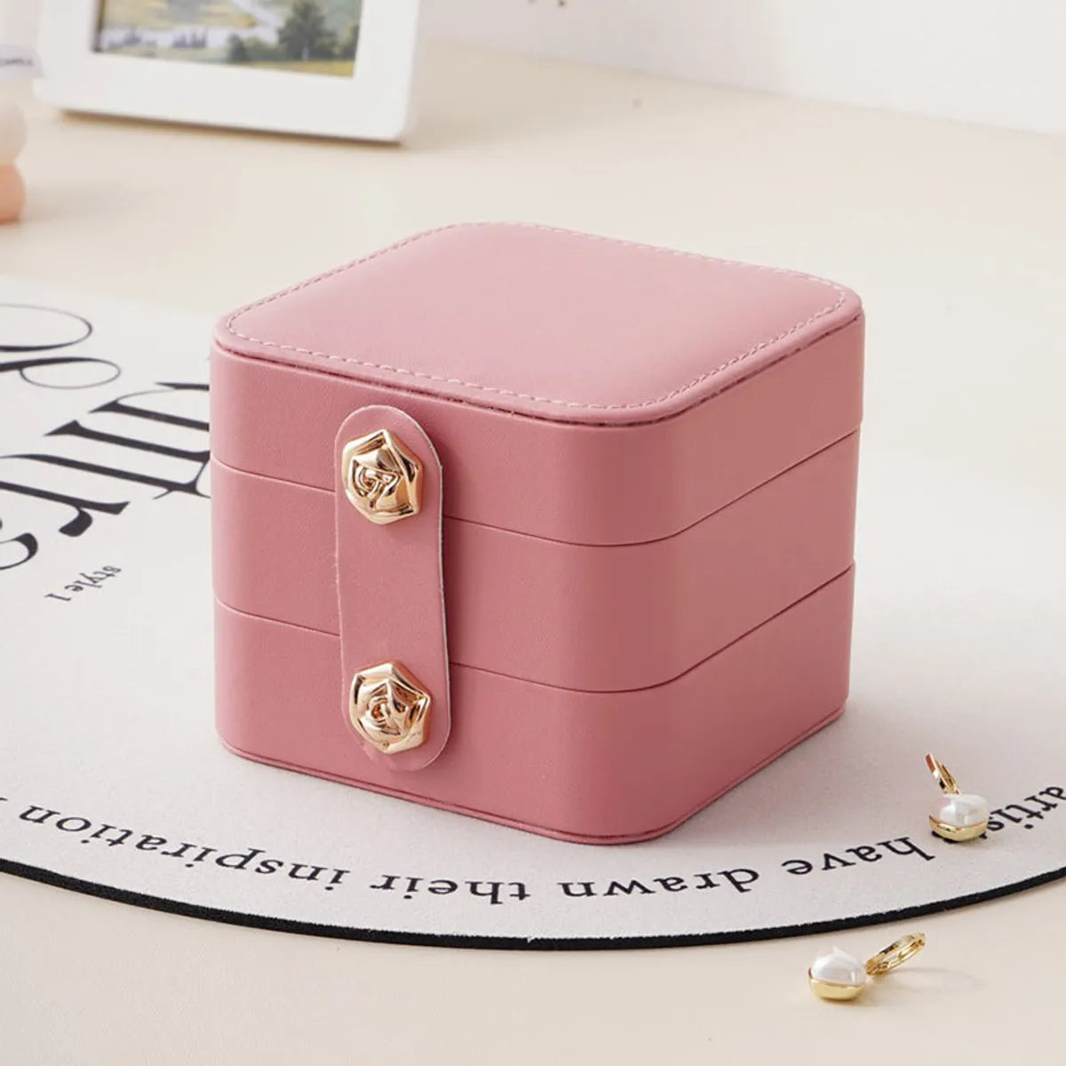 Elegant Solid Color Pu Leather Jewelry Boxes