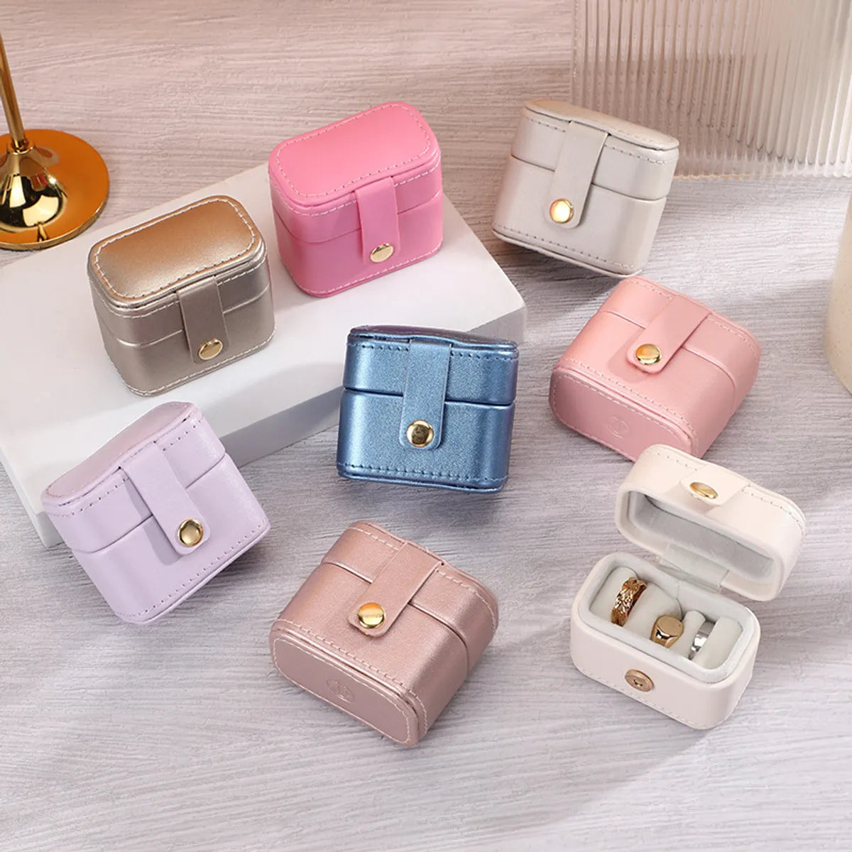 Elegant Solid Color Pu Leather Jewelry Boxes