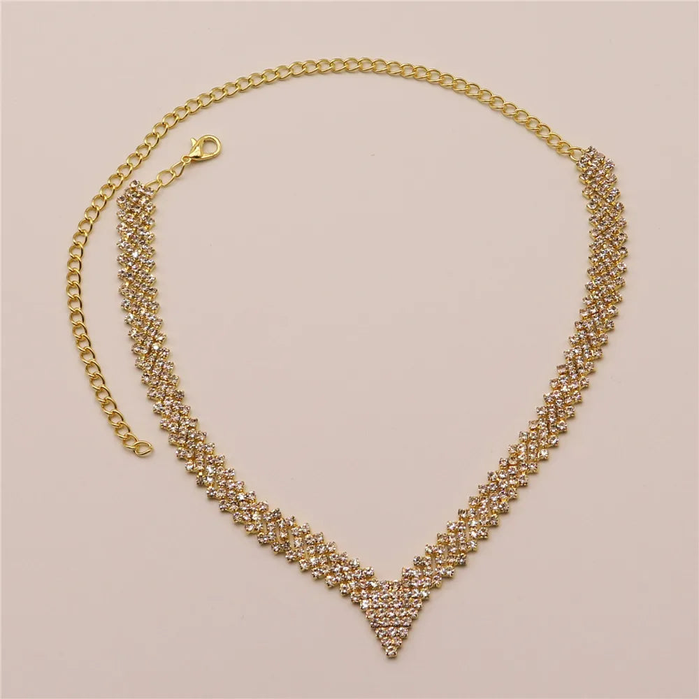 Elegant Solid Color Rhinestone Plating Women'S Necklace