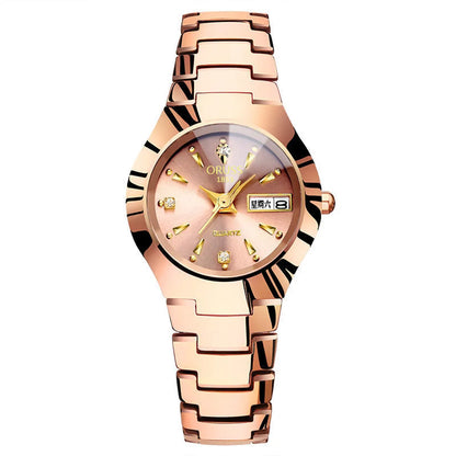 Elegant Solid Color Single Folding Buckle Quartz Women'S Watches