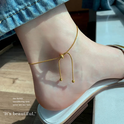 Elegant Solid Color Solid Color Stainless Steel 18K Gold Plated Women'S Anklet