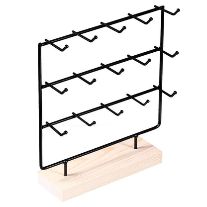 Elegant Solid Color Solid Wood Iron Jewelry Rack