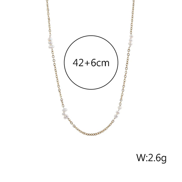 Elegant Solid Color Stainless Steel Freshwater Pearl Titanium Steel Plating 18k Gold Plated Necklace