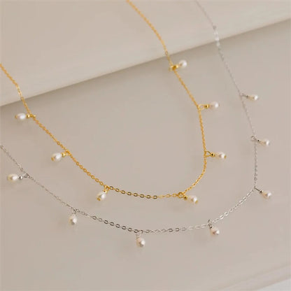 Wholesale Jewelry Elegant Solid Color Stainless Steel Imitation Pearl Plating Necklace