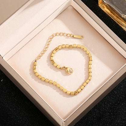 Elegant Solid Color Stainless Steel Plating 18k Gold Plated Bracelets