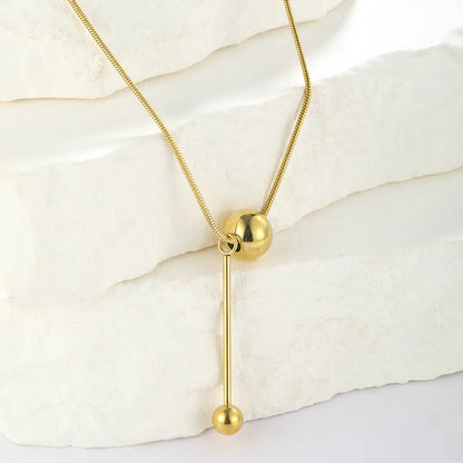 Elegant Solid Color Stainless Steel Plating 18k Gold Plated Pendant Necklace