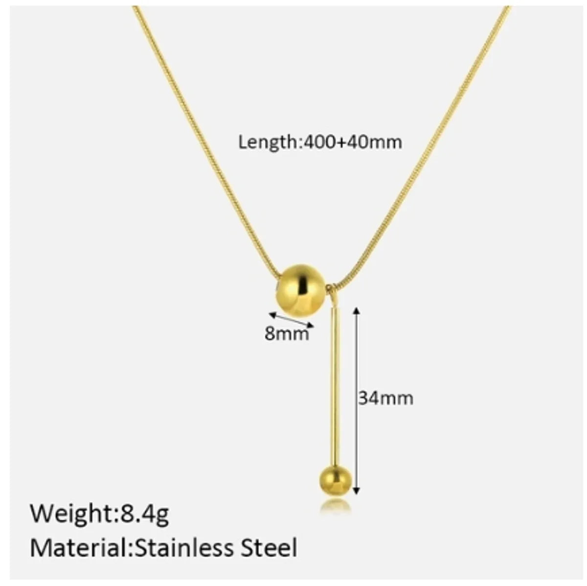 Elegant Solid Color Stainless Steel Plating 18k Gold Plated Pendant Necklace