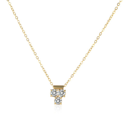 Elegant Solid Color Stainless Steel Plating Inlay Artificial Diamond 18k Gold Plated Pendant Necklace