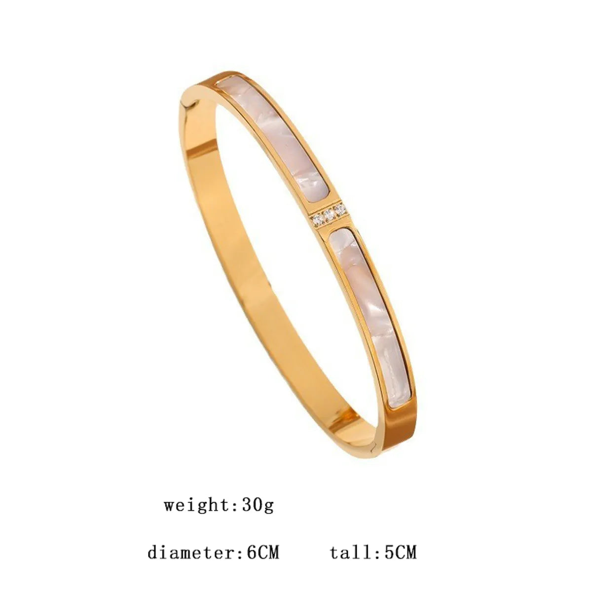 Elegant Solid Color Stainless Steel Shell Plating Gold Plated Bangle