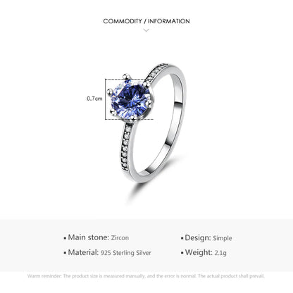 Elegant Solid Color Sterling Silver Plating Inlay Zircon Rings