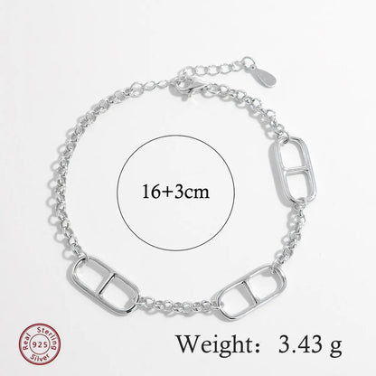 Elegant Solid Color Sterling Silver Plating Inlay Zircon White Gold Plated Rhodium Plated Bracelets