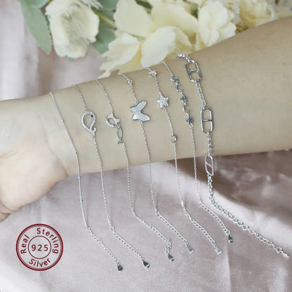 Elegant Solid Color Sterling Silver Plating Inlay Zircon White Gold Plated Rhodium Plated Bracelets