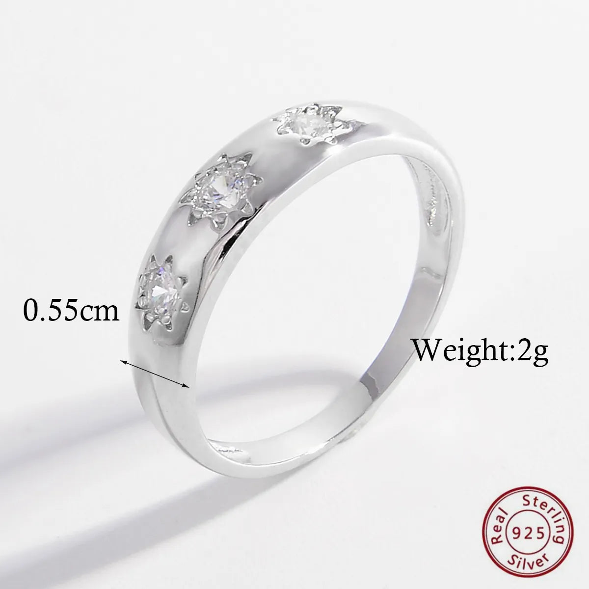 Elegant Solid Color Sterling Silver Plating Inlay Zircon White Gold Plated Rhodium Plated Rings