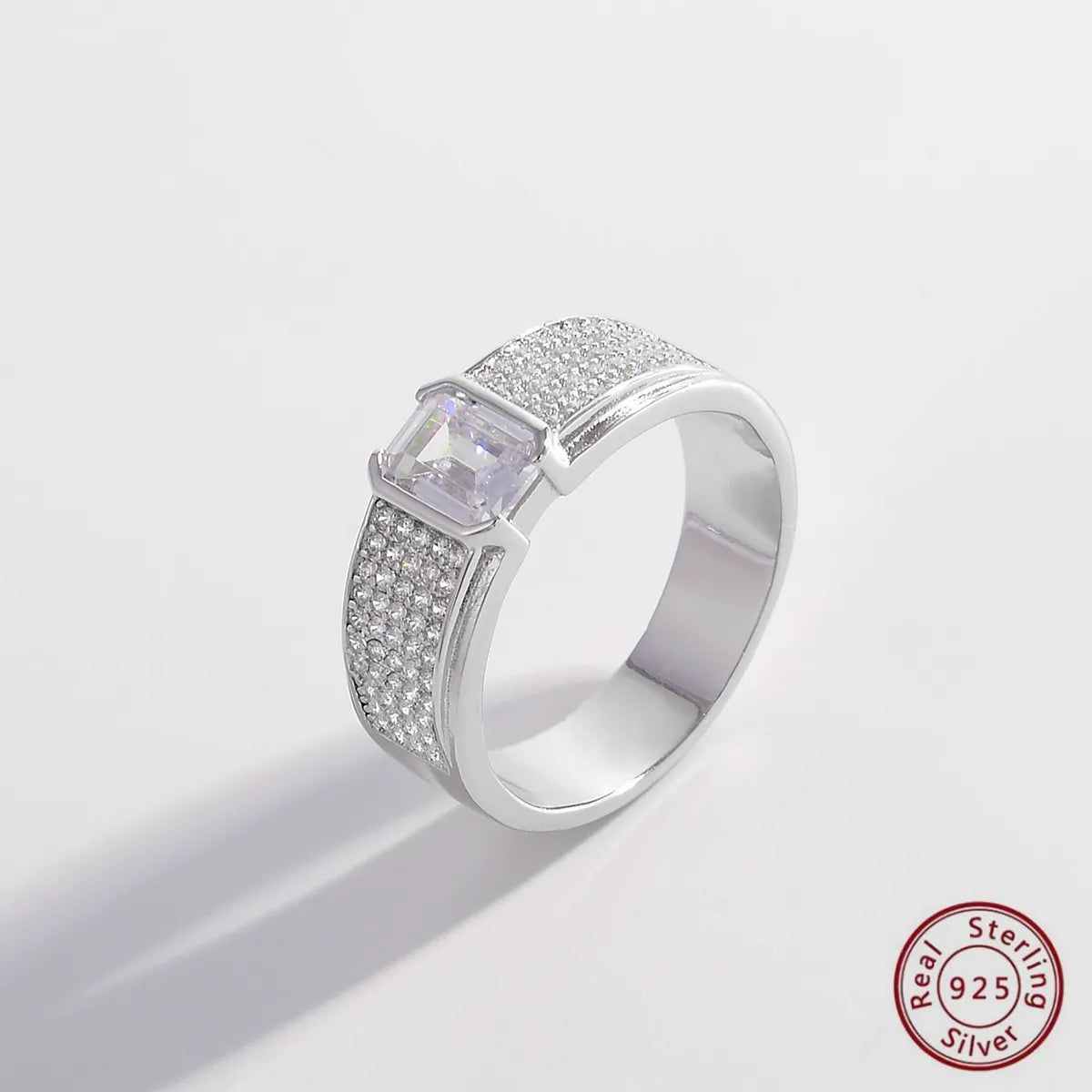 Elegant Solid Color Sterling Silver Plating Inlay Zircon White Gold Plated Rhodium Plated Rings