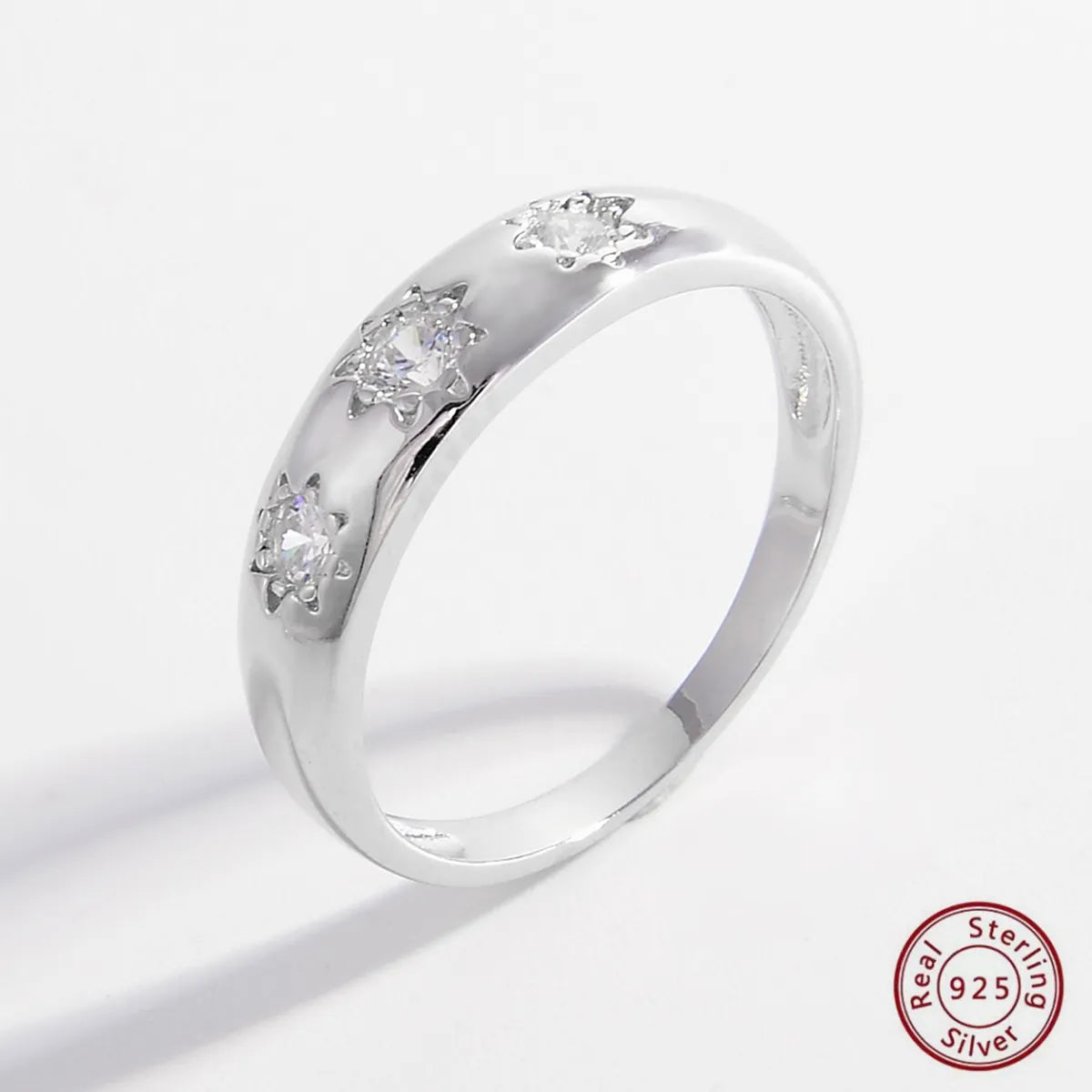 Elegant Solid Color Sterling Silver Plating Inlay Zircon White Gold Plated Rhodium Plated Rings