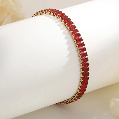 Elegant Solid Color Titanium Steel Plating Inlay Artificial Gemstones 18k Gold Plated Bracelets