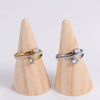 Elegant Spiral White Mud Inlaid Zircon Stainless Steel Finger Ring For Women