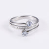 Elegant Spiral White Mud Inlaid Zircon Stainless Steel Finger Ring For Women