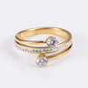 Elegant Spiral White Mud Inlaid Zircon Stainless Steel Finger Ring For Women